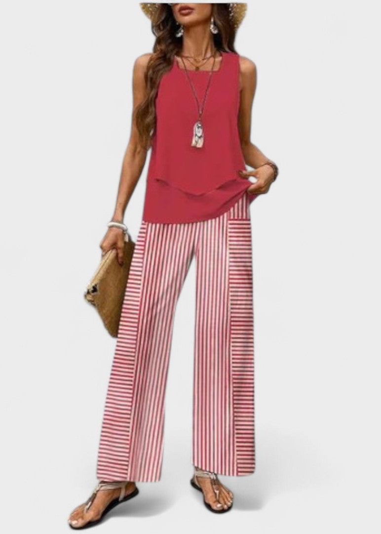 Izidė | Dviejų dalių komplektas su be rankovių viršumi ir tiesiomis kelnėmis