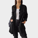 Ilgų rankovių džinsinė marškiniai su klasikiniais apykaklėmis